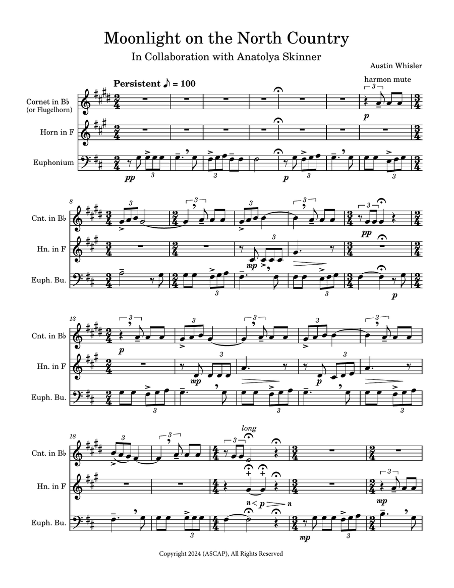 Moonlight on the North Country Brass Ensemble scores gallery preview page 3