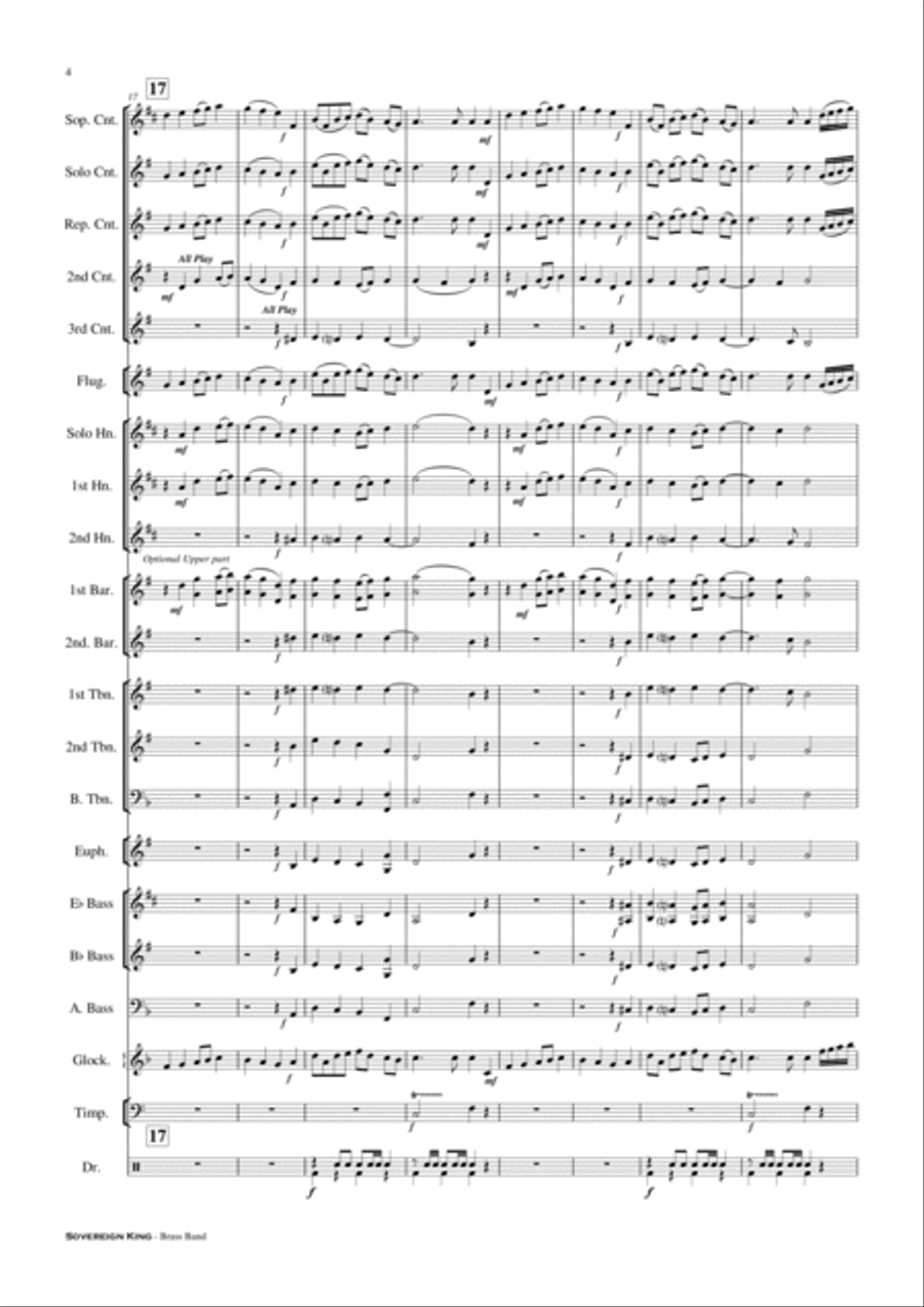 Sovereign King - Brass Band (with Cornet Trio) Score and Parts PDF Brass Trio scores gallery preview page 5