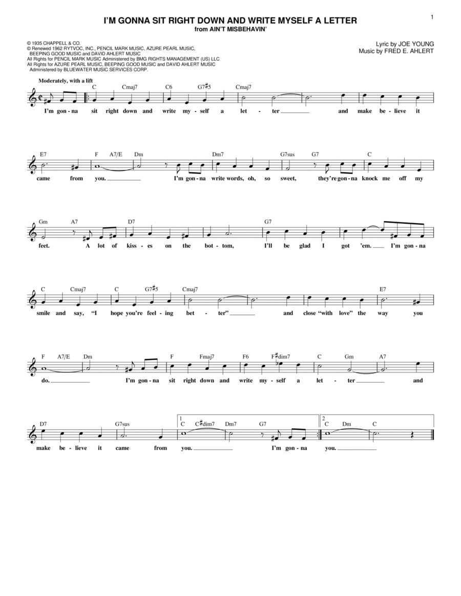 I'm Gonna Sit Right Down And Write Myself A Letter Guitar scores gallery preview page 1
