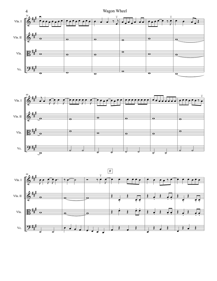 Wagon Wheel String Quartet scores gallery preview page 4