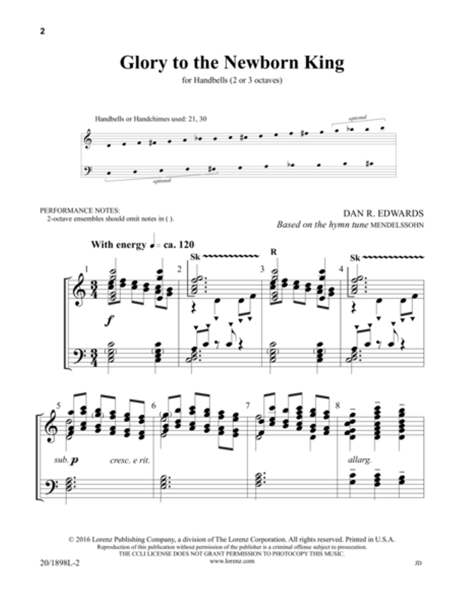 Glory to the Newborn King 3-Octaves scores gallery preview page 2