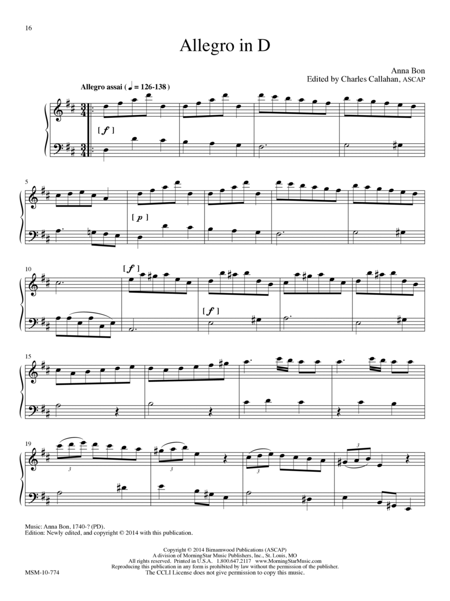 Allegro in D Organ scores gallery preview page 1