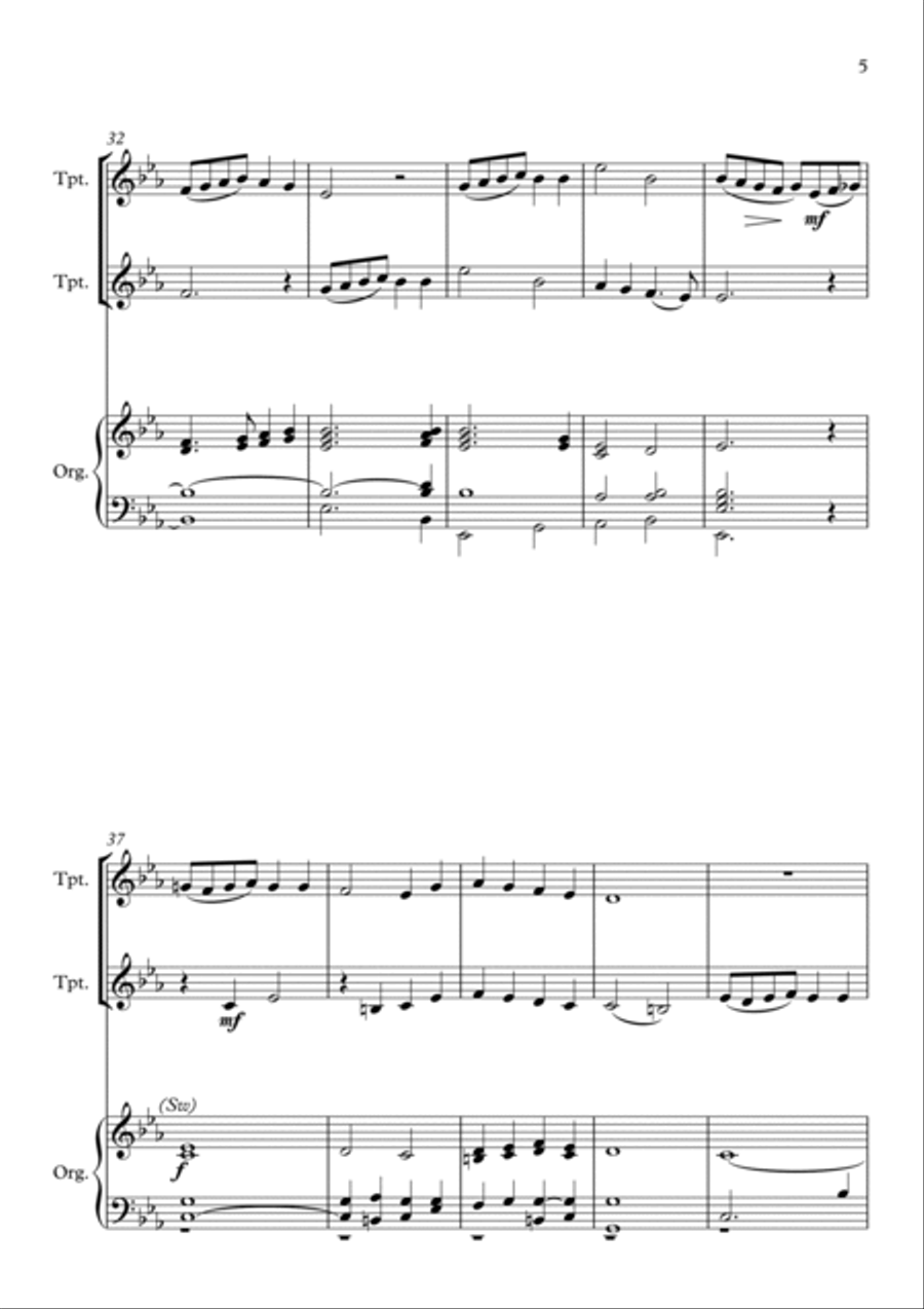 Thine Is the Glory, for Trumpet Duet and Organ Trumpet Duet scores gallery preview page 5