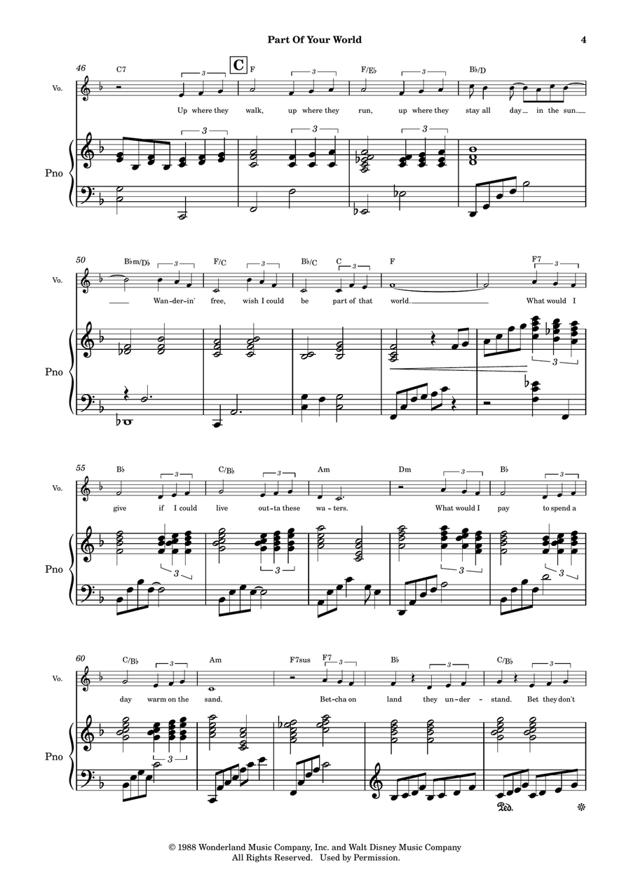 Part Of Your World Part Of Your World Piano, Vocal scores gallery preview page 5