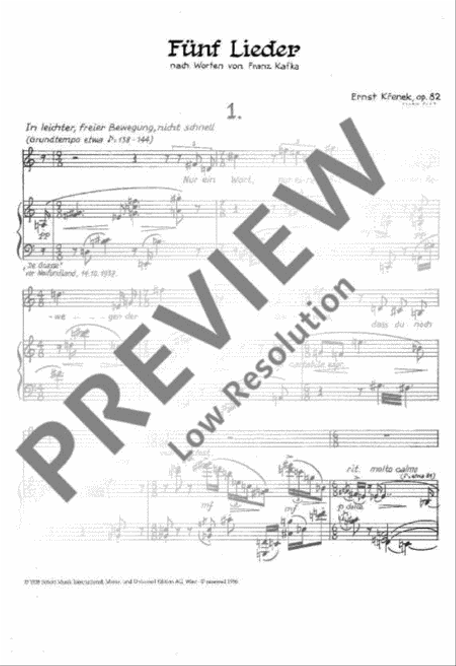 5 Lieder nach Kafka 5 Lieder nach Kafka Voice Solo scores gallery preview page 5