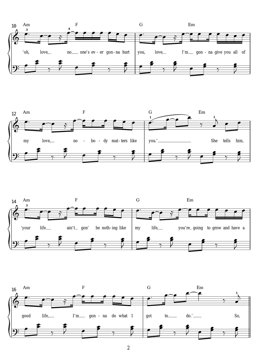 Rockabye (featuring Sean Paul and Anne-Marie) Easy Piano scores gallery preview page 2