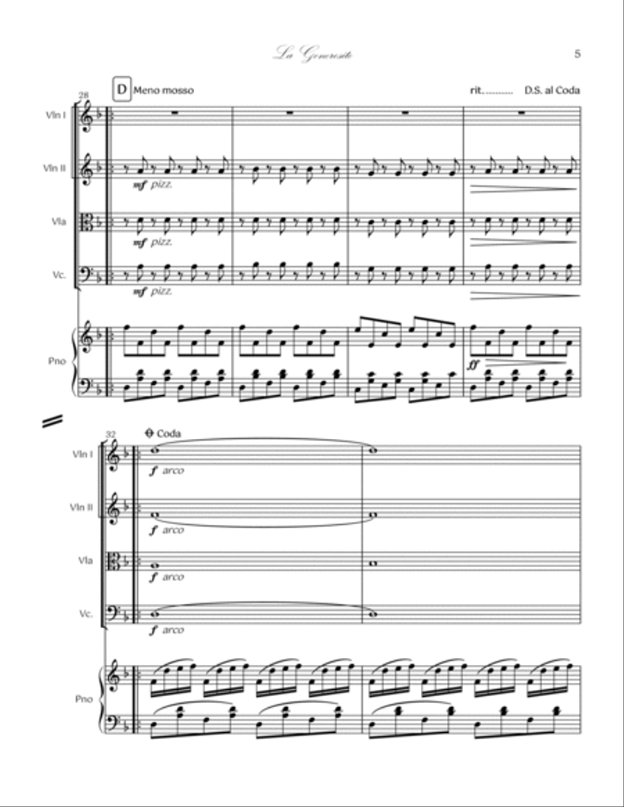 08. La Generosite Piano Quintet Piano Quintet scores gallery preview page 5