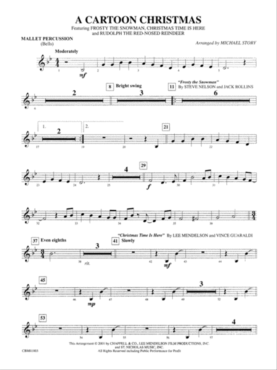 A Cartoon Christmas: Mallets Concert Band scores gallery preview page 1