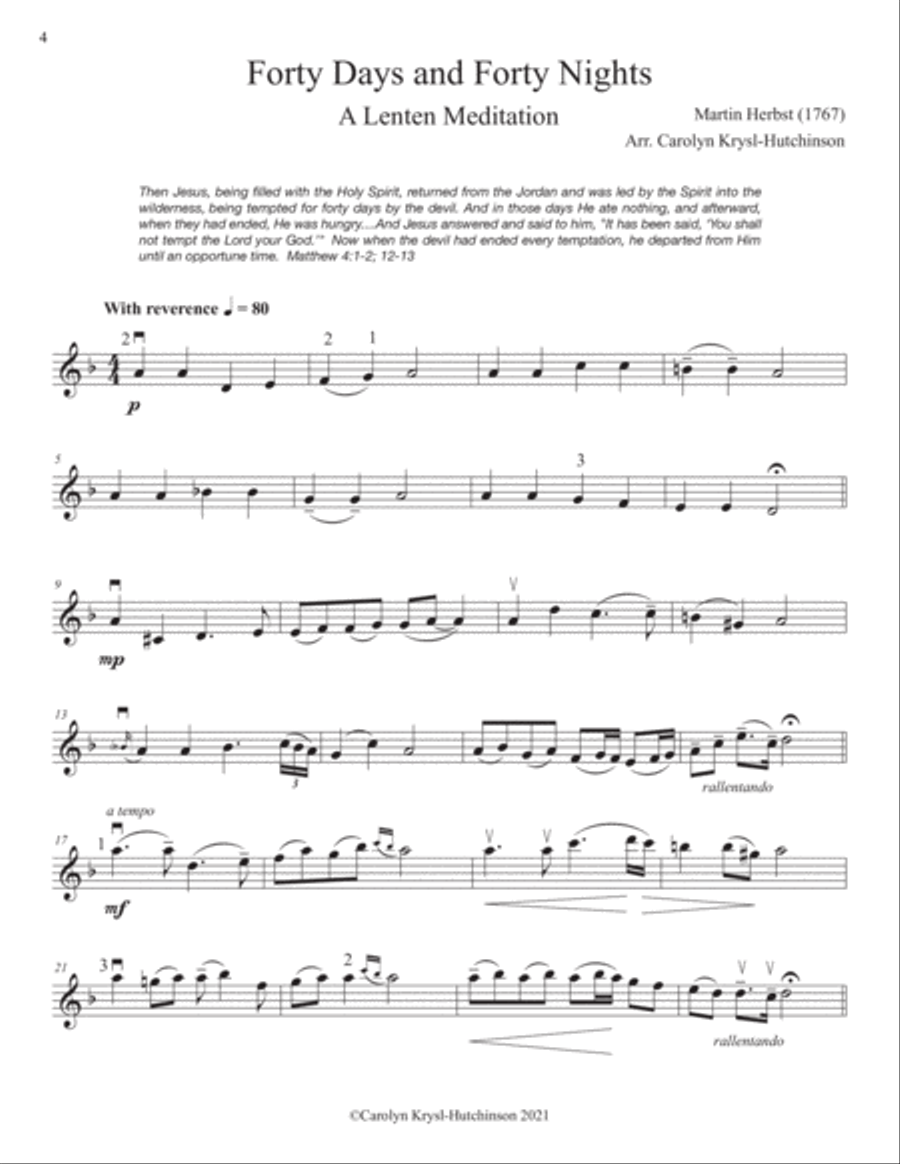 Variations on Lenten Hymns for Solo Violin Violin Solo scores gallery preview page 6