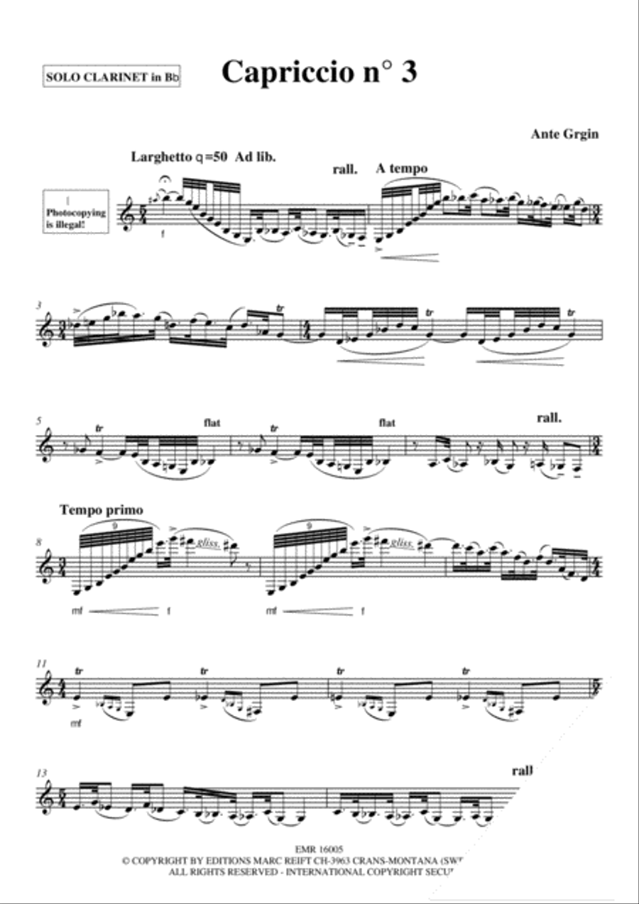Capriccio No. 1, 2 & 3 Bass Clarinet scores gallery preview page 6