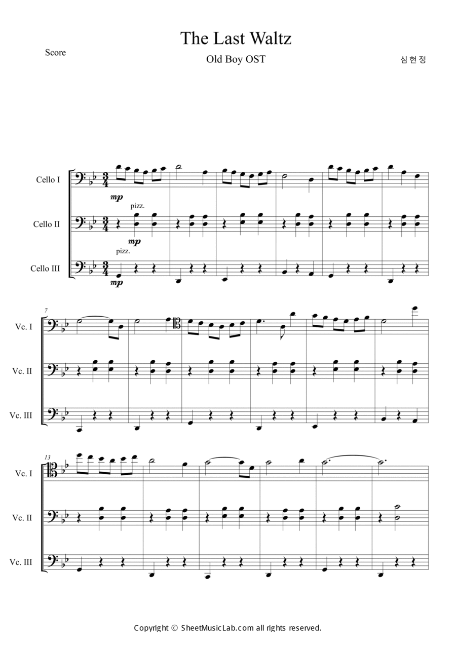 The Last Waltz (Oldboy OST) Cello scores gallery preview page 1