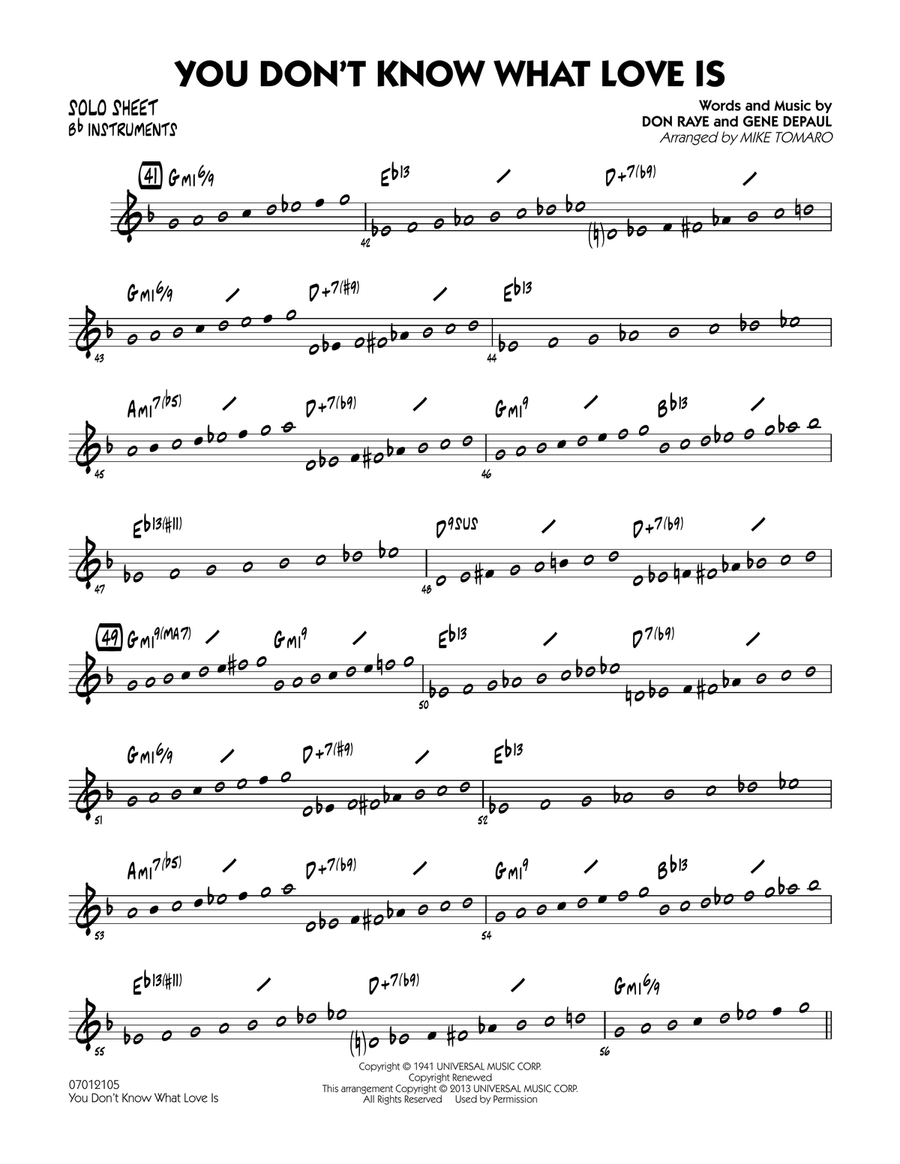 You Don't Know What Love Is - Bb Solo Sheet Jazz Ensemble scores gallery preview page 1