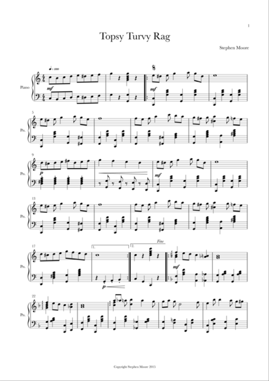 Topsy Turvy Rag Topsy Turvy Rag Piano Solo scores gallery preview page 1