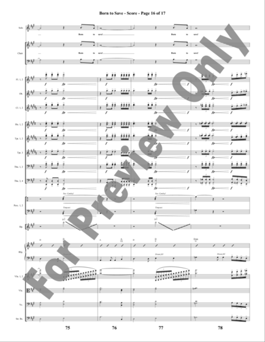 Born to Save - Orchestration Choir scores gallery preview page 17