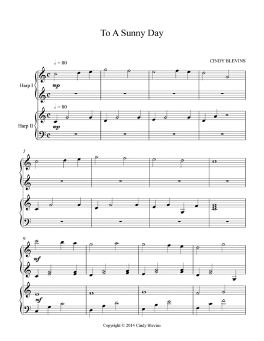 To a Sunny Day, Lap Harp Duet Lap Harp scores gallery preview page 2
