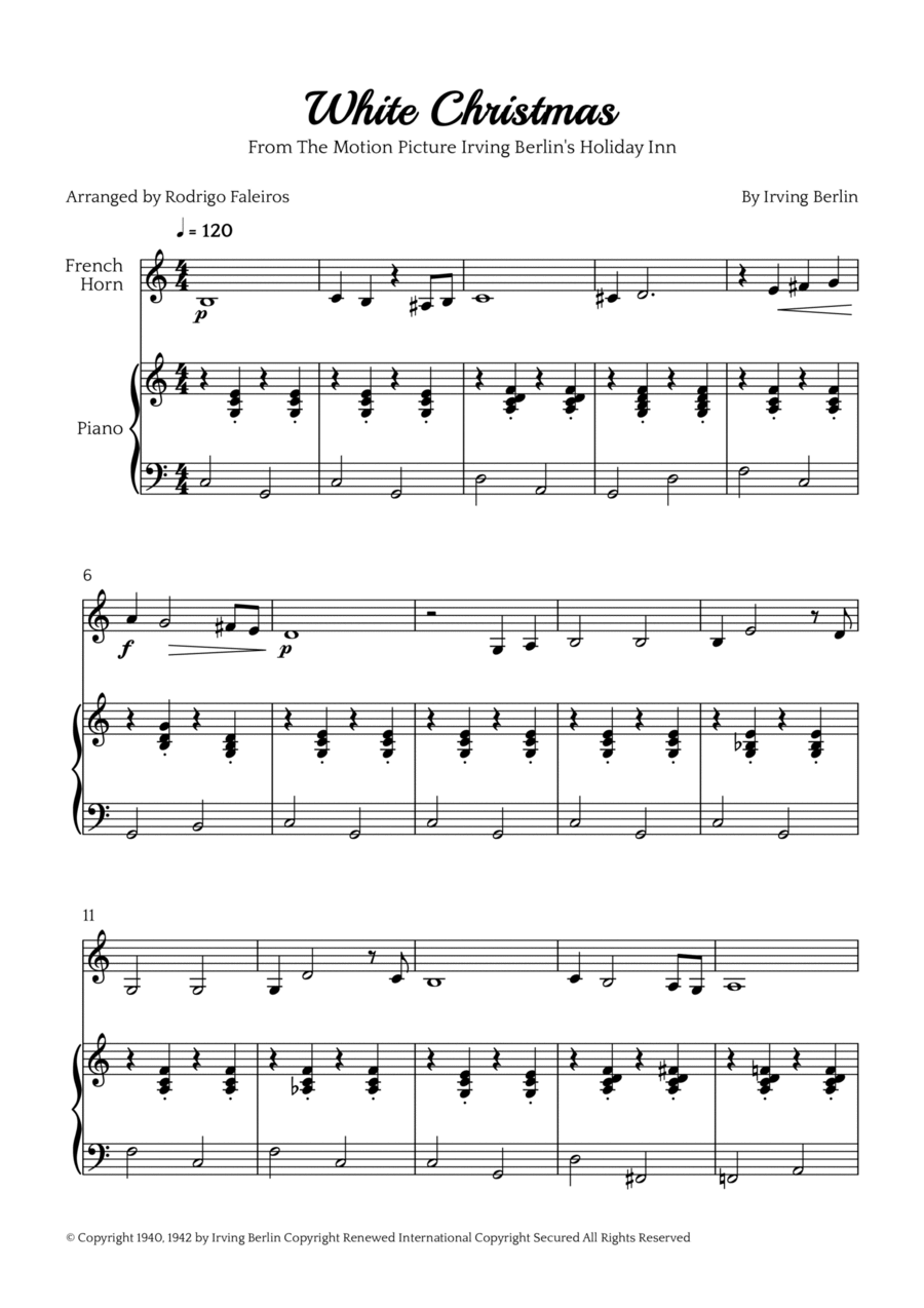 White Christmas Horn scores gallery preview page 1