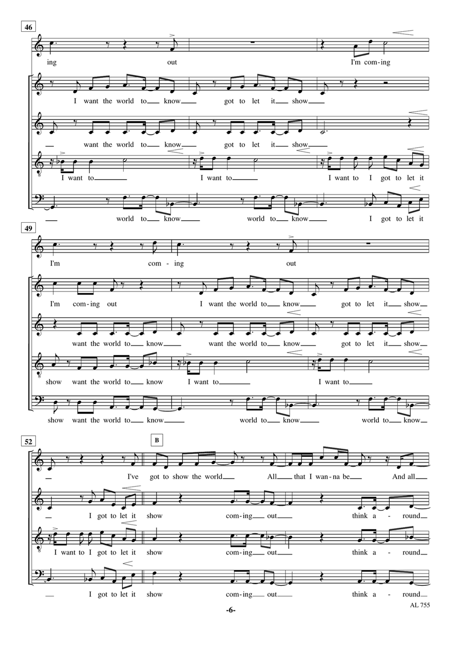 I'm Coming Out 4-Part scores gallery preview page 6