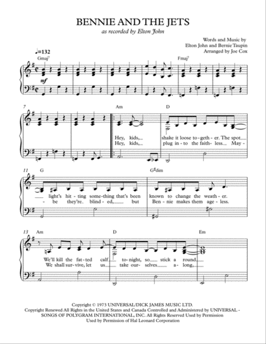 Bennie And The Jets Voice scores gallery preview page 1