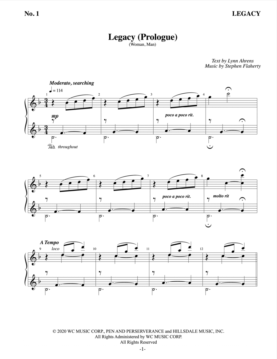 Legacy (Prologue) Legacy (Prologue) Piano, Vocal scores gallery preview page 1