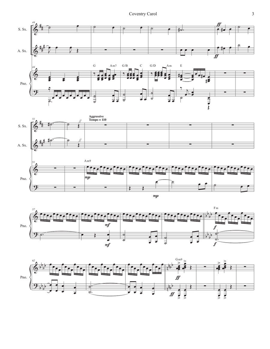 Coventry Carol (Duet for Soprano and Alto Saxophone) Woodwind Duet scores gallery preview page 4