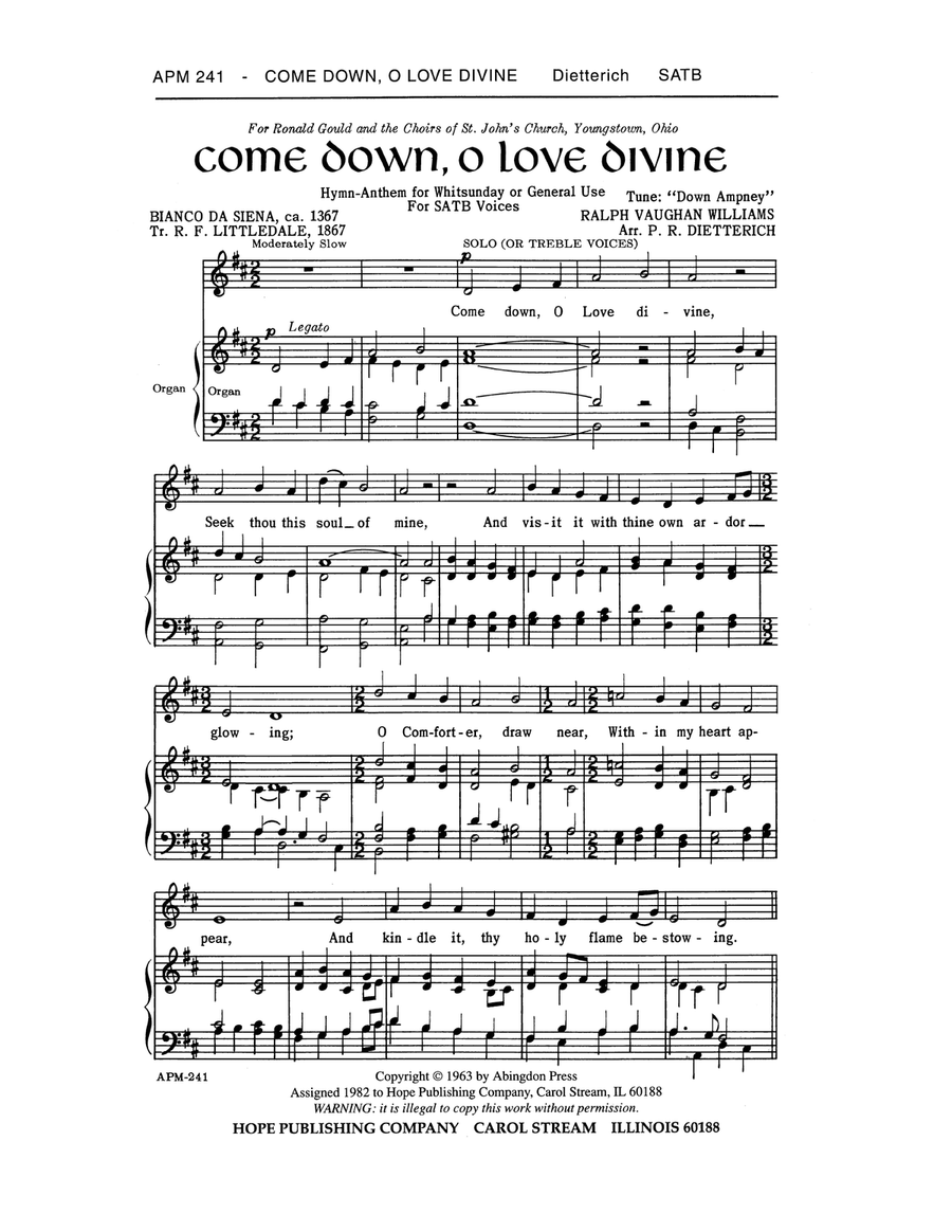 Come Down, O Love Divine Come Down, O Love Divine Choir scores gallery preview page 1