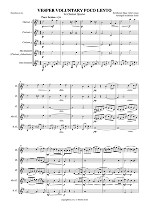 Book cover for Poco Lento for Clarinet Quartet