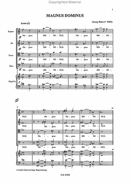 Magnus Dominus für gemischten Chor und Orgel (1990)