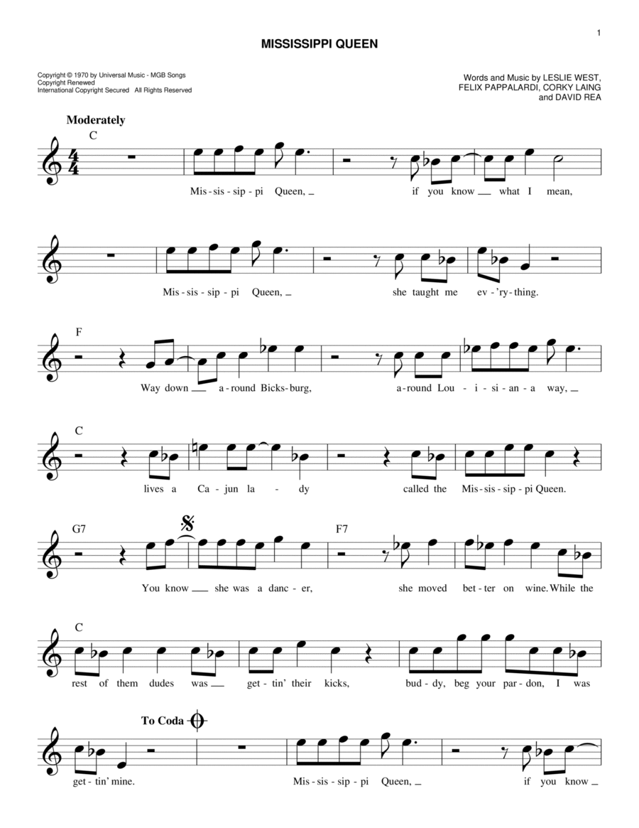 Mississippi Queen Piano scores gallery preview page 1
