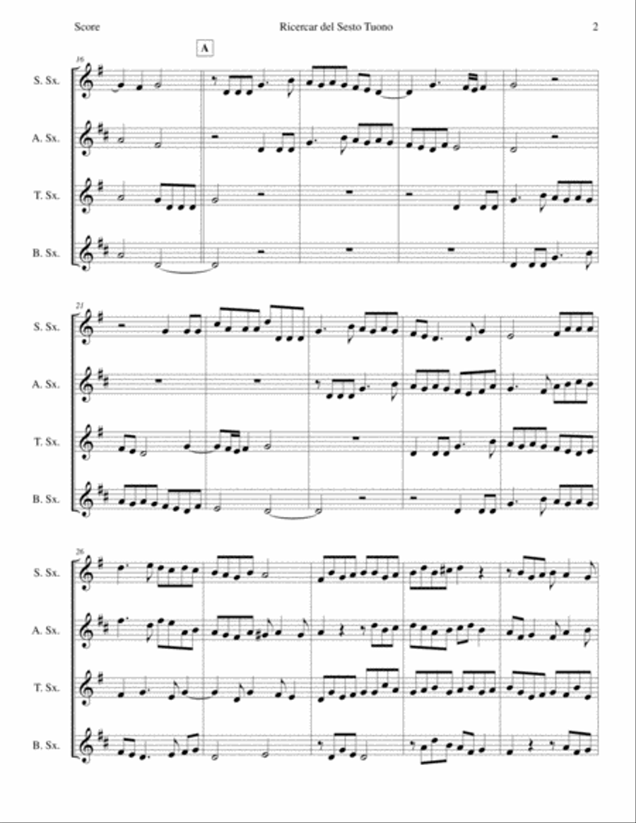 Ricercar del Sesto Tuono Ricercar del Sesto Tuono Saxophone Quartet scores gallery preview page 3