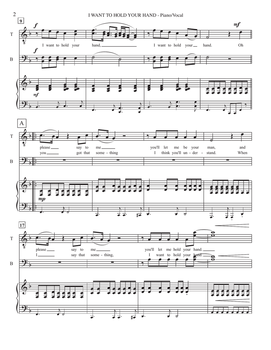 I Want To Hold Your Hand TTBB scores gallery preview page 2