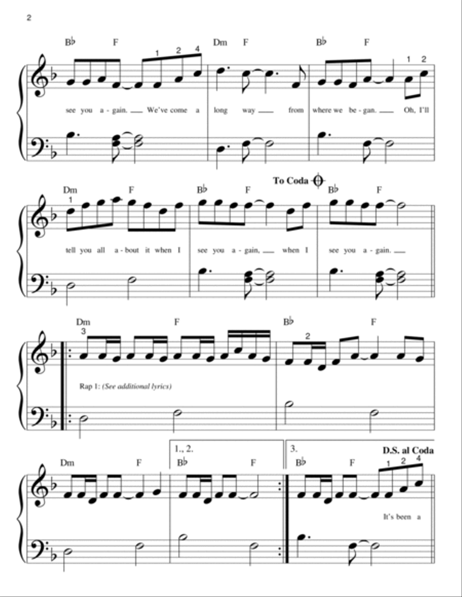 See You Again Easy Piano scores gallery preview page 2