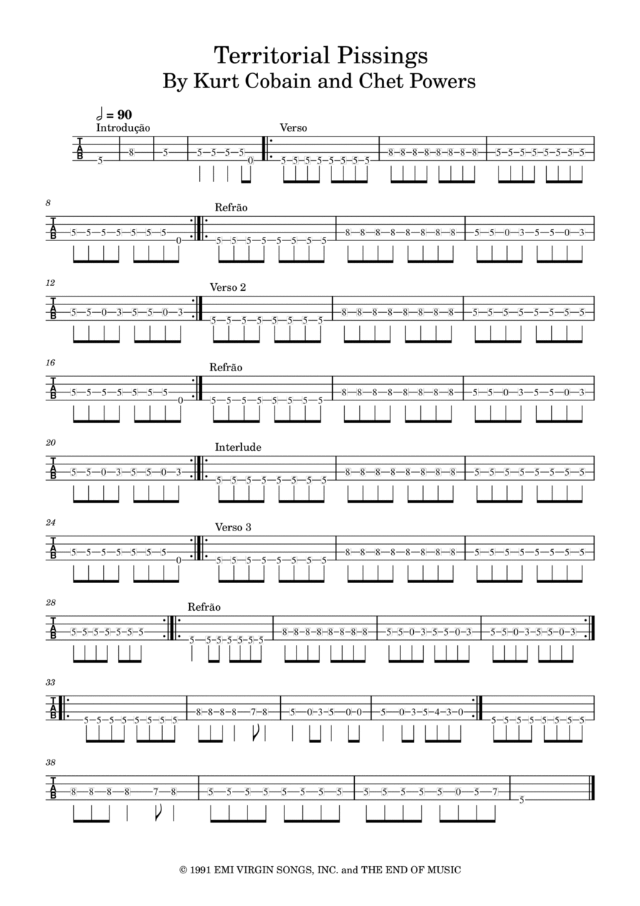 Territorial Pissings Bass Guitar scores gallery preview page 1