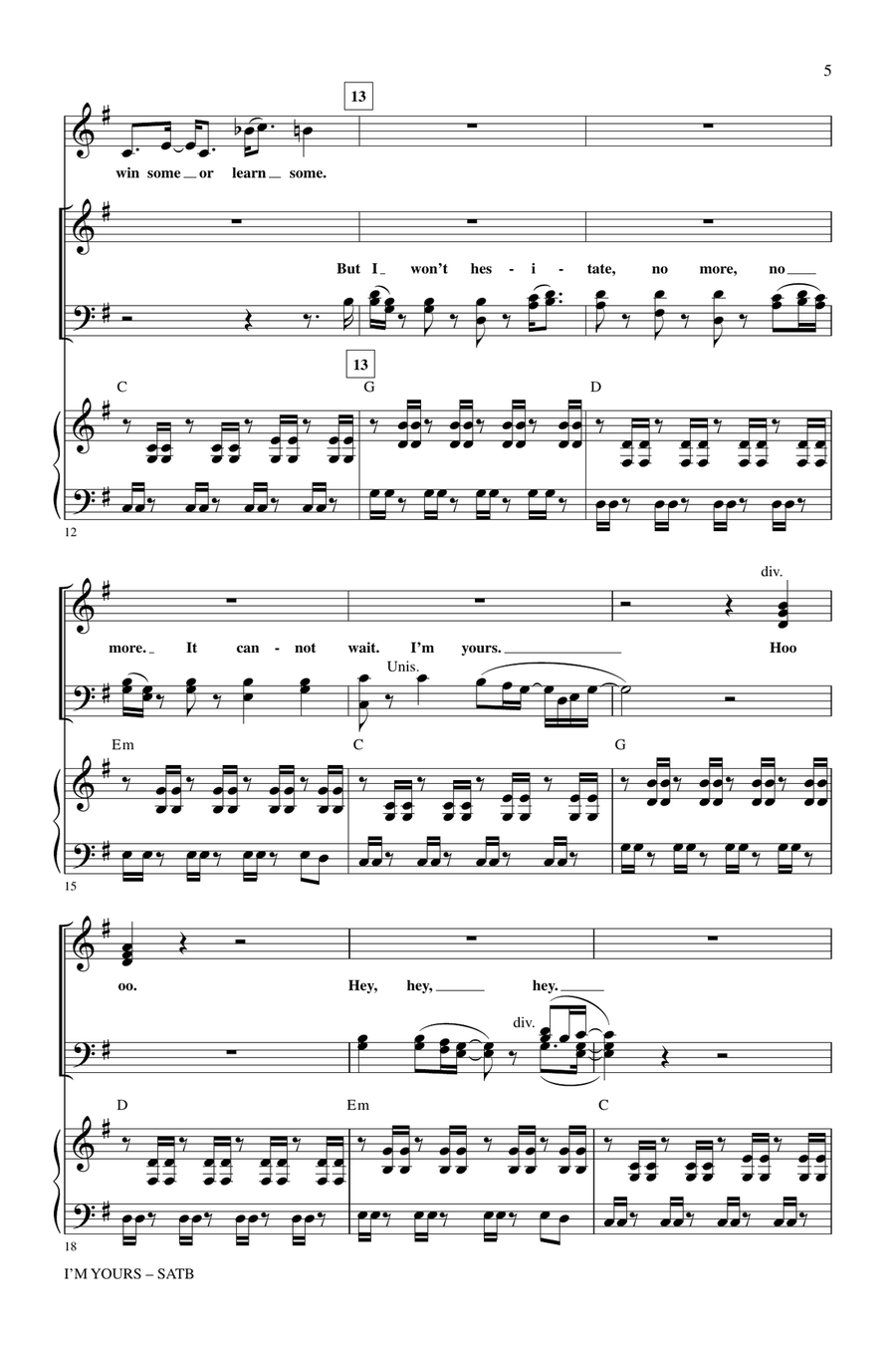I'm Yours I'm Yours 4-Part scores gallery preview page 3