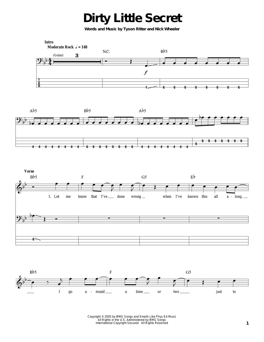 Dirty Little Secret Acoustic Guitar scores gallery preview page 1