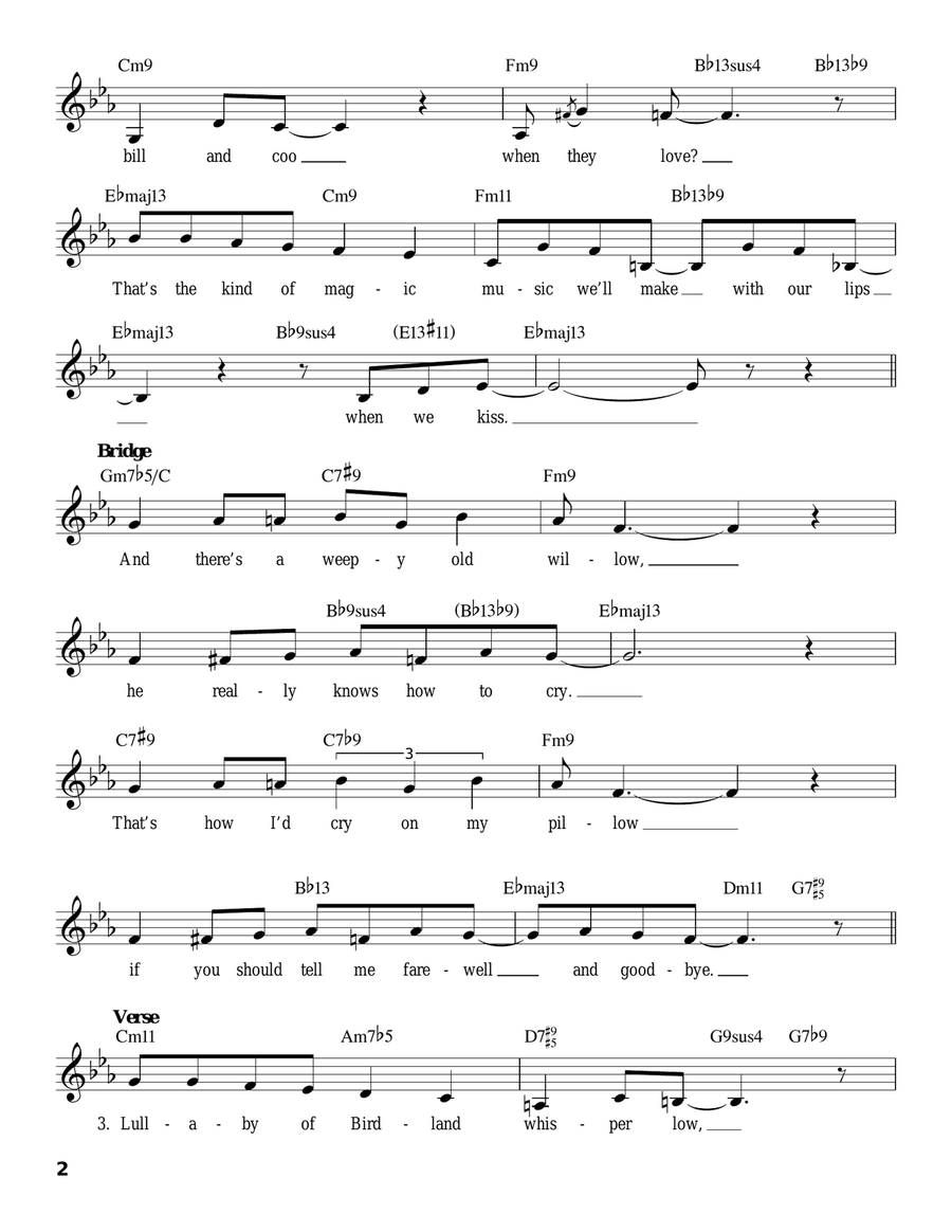 Lullaby Of Birdland Voice scores gallery preview page 2