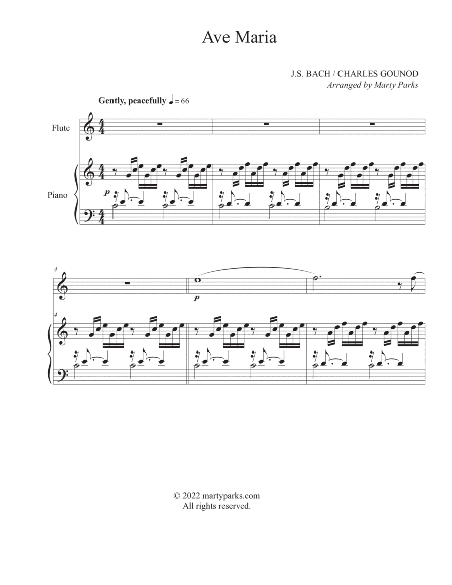 Ave Maria (Flute-Piano) Flute Solo scores gallery preview page 1