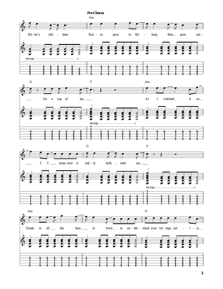 My Brain Is Hanging Upside Down (Bonzo Goes To Bitburg) Acoustic Guitar scores gallery preview page 3
