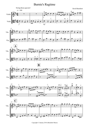Burnie's Ragtime for Violin and Viola Duet