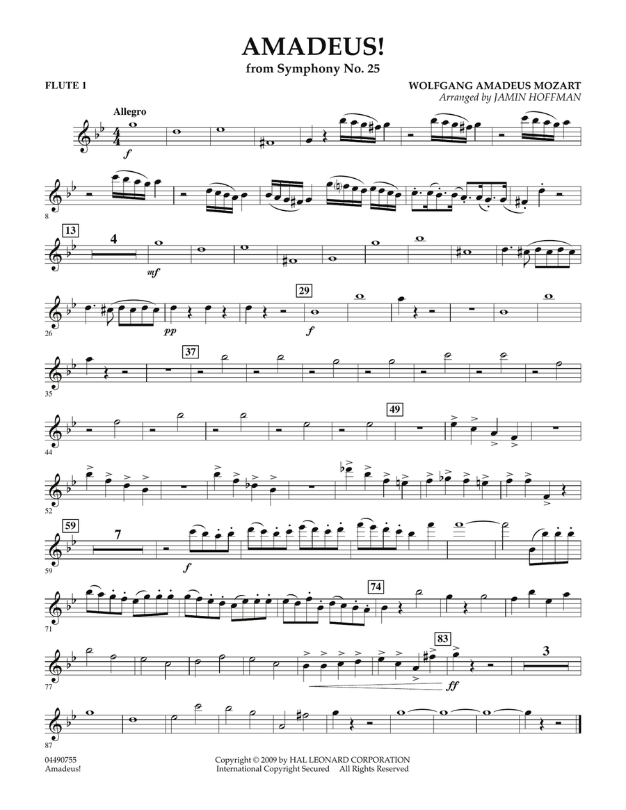Amadeus! - Flute 1 Amadeus! - Flute 1 Full Orchestra scores gallery preview page 1