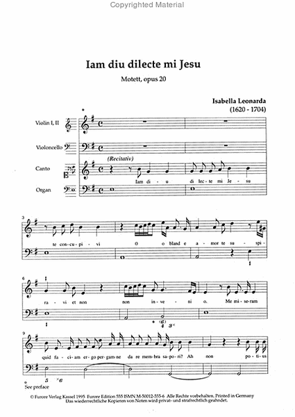 Iam diu dilecte mi Jesu. Motet from op. 20 (1700)