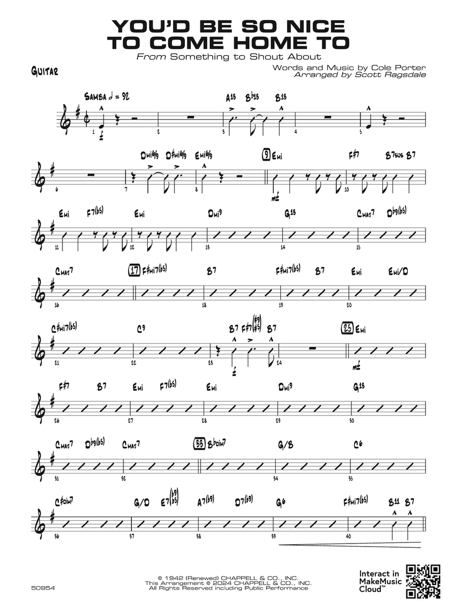 You'd Be So Nice to Come Home To: Guitar Vocal Jazz Ensemble scores gallery preview page 1