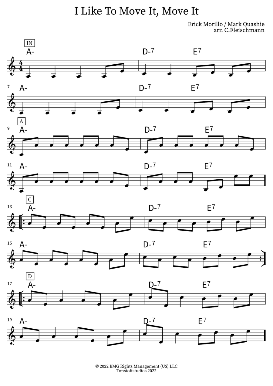 I Like To Move It Piano scores gallery preview page 1