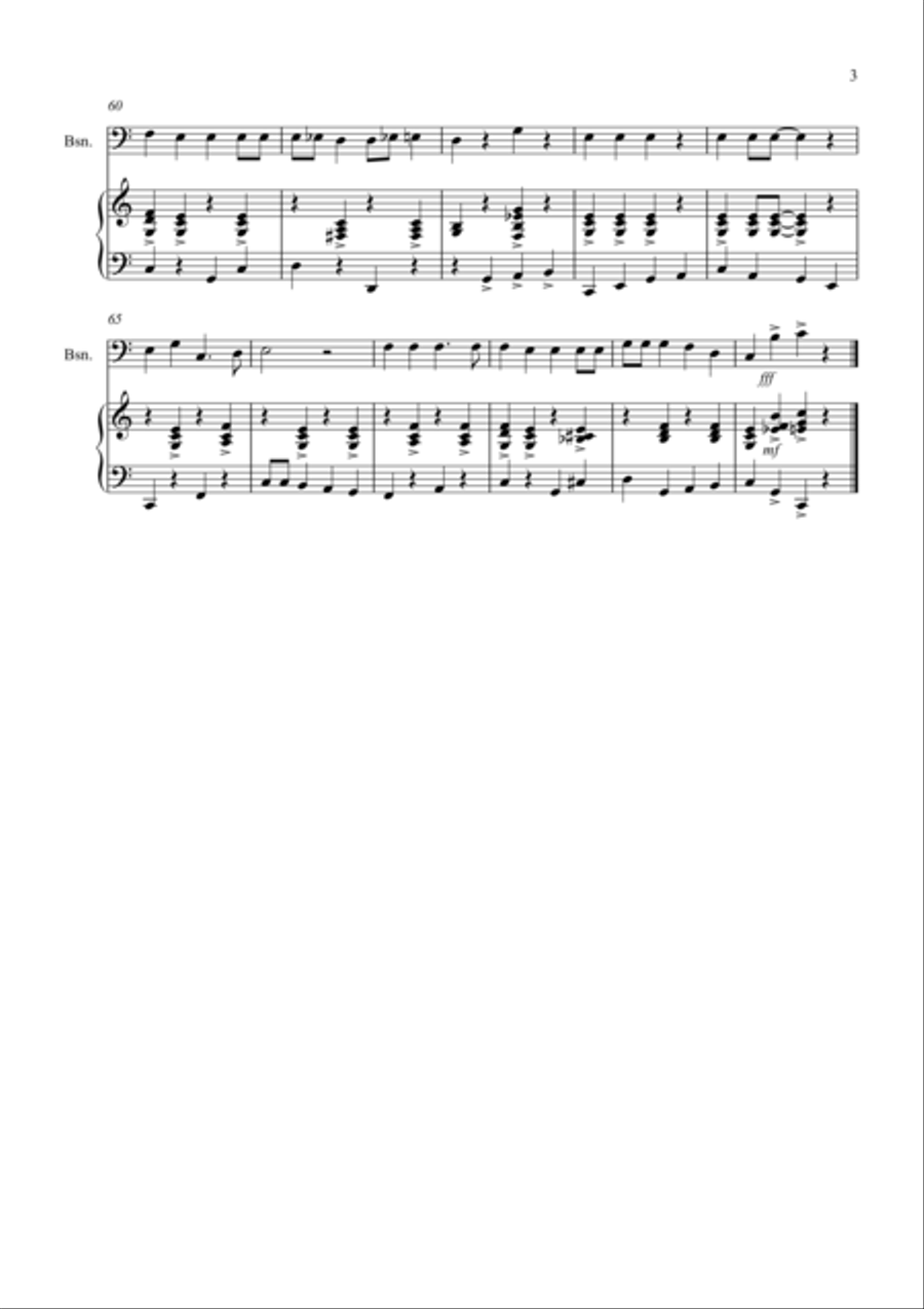 Jingle Bells (Jazzy Style) for Bassoon and Piano Woodwind Duet scores gallery preview page 3