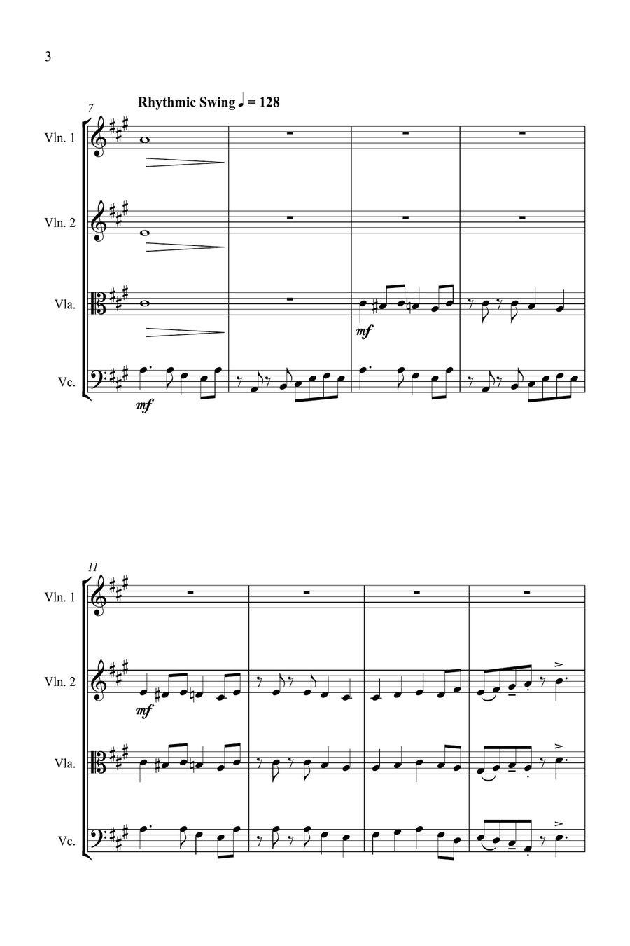 Angels We Have Heard on High - Jazz Carol for String Quartet String Quartet scores gallery preview page 4