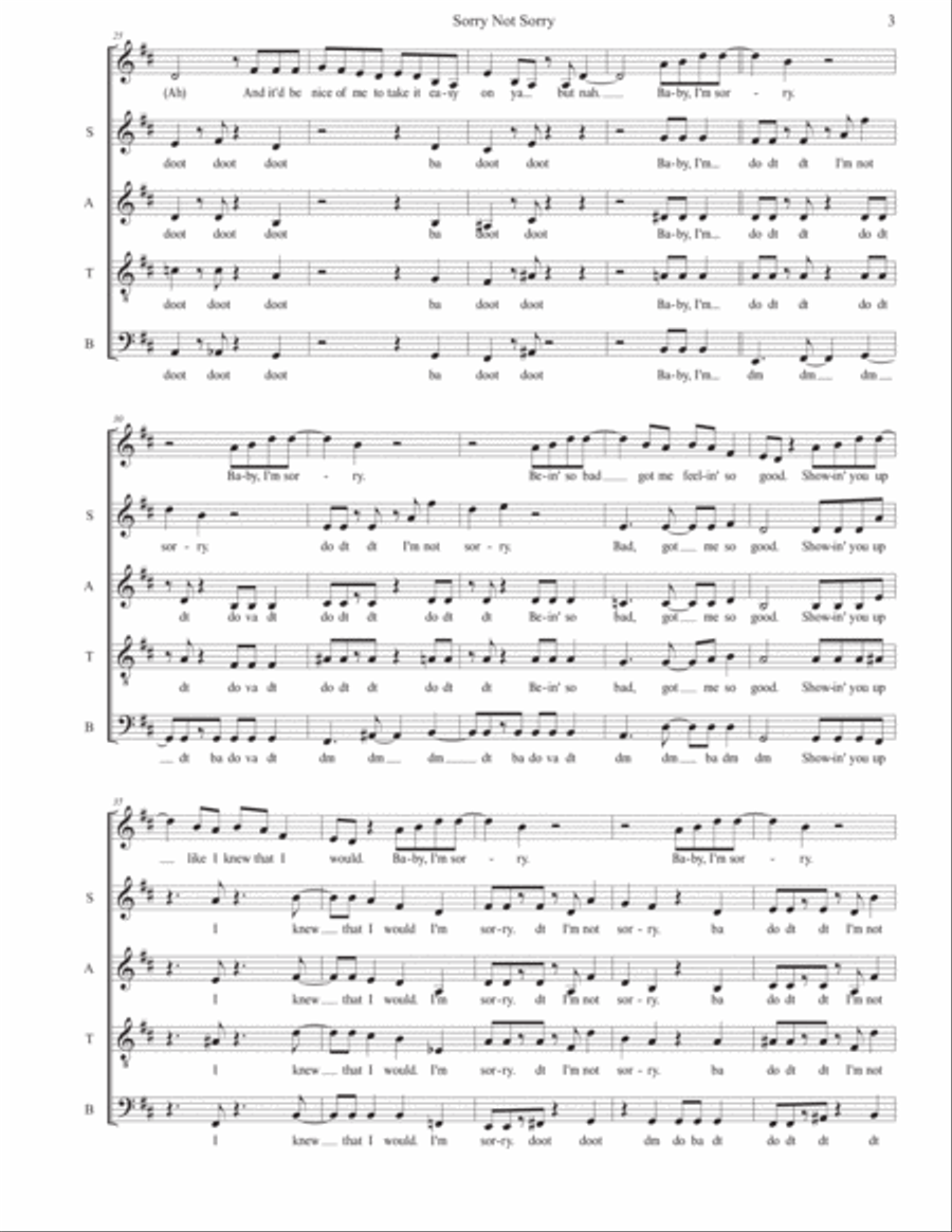 Sorry Not Sorry 4-Part scores gallery preview page 3