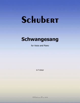 Book cover for Schwangesang, by Schubert, in f minor