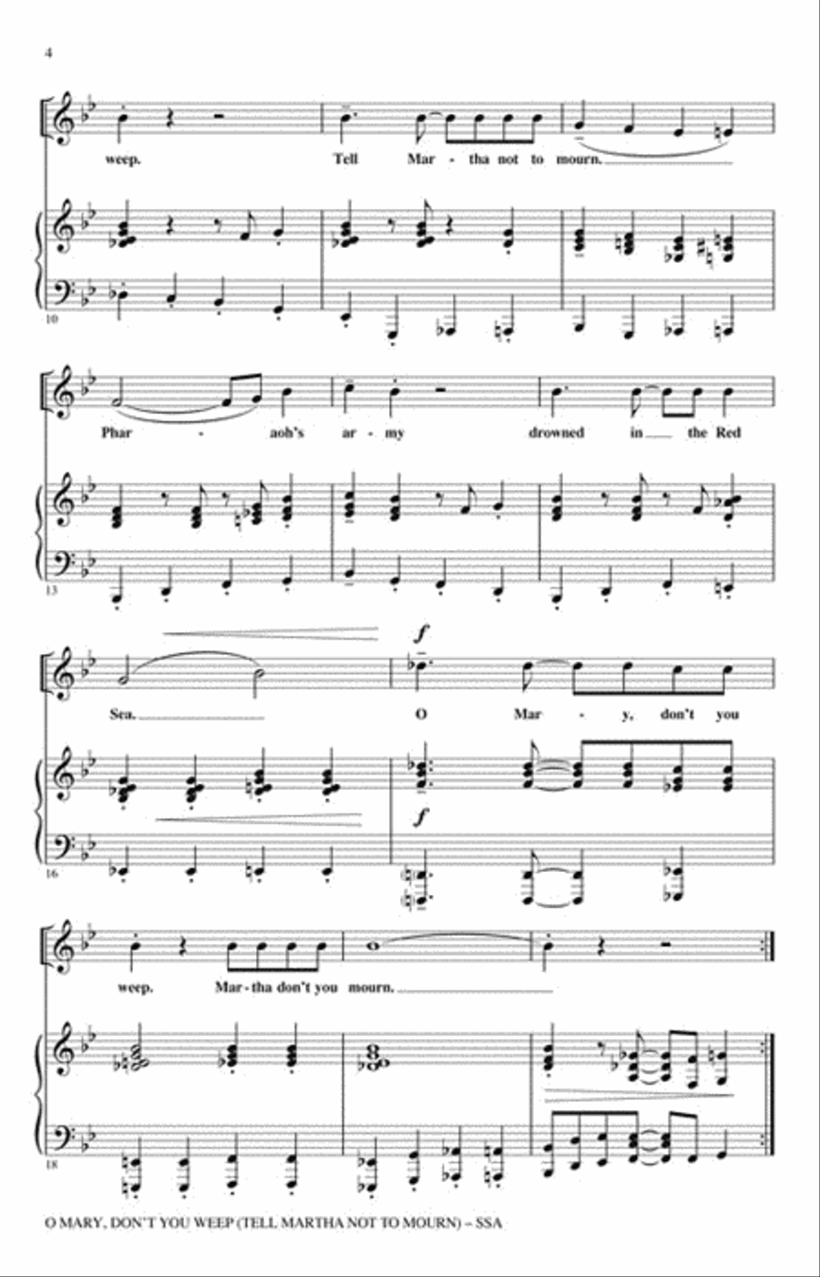 O Mary, Don't You Weep SSA scores gallery preview page 3