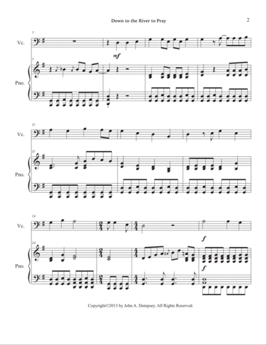 Down to the River to Pray (Cello and Piano) Piano scores gallery preview page 6