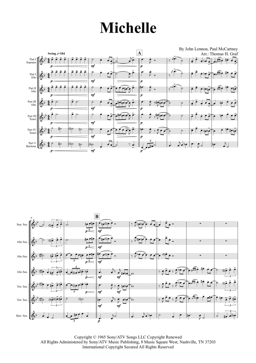 Michelle Saxophone Quintet scores gallery preview page 1