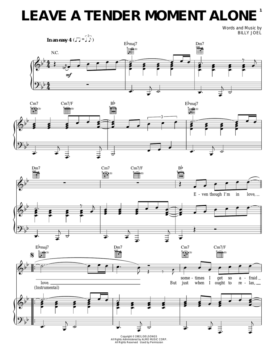 Leave A Tender Moment Alone Piano, Vocal, Guitar scores gallery preview page 1